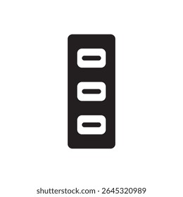  ícone do bloqueador vertical triplo. Armário alto de 3 slots para vetor de armazenamento em estilo preto mínimo.