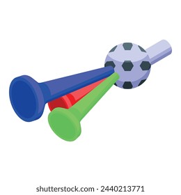 Triple vuvuzela icon isometric vector. Soccer horn. Party sound