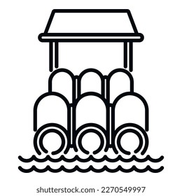 Triple water tubes icon outline vector. Pool slide. Summer aquatic