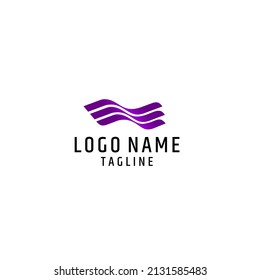 triple wave logo ribbon design. Purple colors