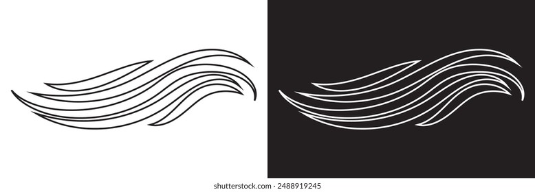 Triple winding curved line calligraphy, squiggle doodle road.  isolated on white and black background. vector . EPS 10