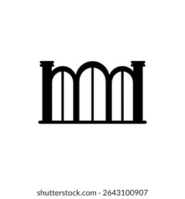 Porta de arco de janela tripla com ferragem ornamental e design clássico