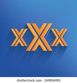 Triple X on blue background,clean vector