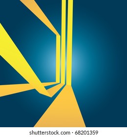 Triple yellow stripes vector layout with 3D perspective and plenty of negative space.