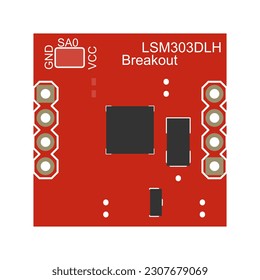Triple-axis Accelerometer+Magnetometer LSM303 (Compass) circuit board - useful for graphic designers working on projects related to motion sensing and magnetometer applications