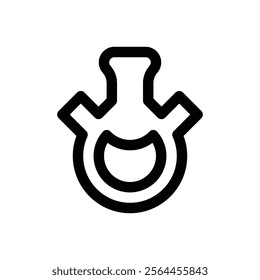 Triple-neck round-bottom flask. Editable stroke vector icon.