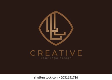 Triples L monogram logo. initial LLL with Gold line style design template, usable for branding and business logos, Flat Logo Design Template, vector illustration