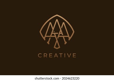 Triples A monogram logo. initial AAA with Gold line style design template, usable for branding and business logos, Flat Logo Design Template, vector illustration