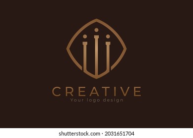 Triples I monogram logo. initial III with Gold line style design template, usable for branding and business logos, Flat Logo Design Template, vector illustration