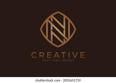 Triples N monogram logo. initial NNN with Gold line style design template, usable for branding and business logos, Flat Logo Design Template, vector illustration