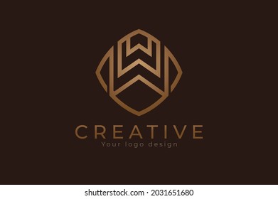 Triples W monogram logo. initial WWW with Gold line style design template, usable for branding and business logos, Flat Logo Design Template, vector illustration