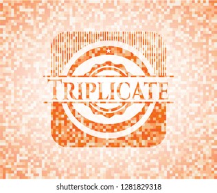 Triplicate abstract orange mosaic emblem