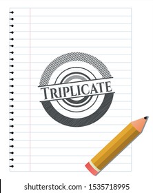 Triplicate drawn with pencil strokes. Vector Illustration. Detailed.