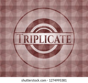 Triplicate red seamless geometric badge.