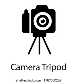 tripod, camera glyph icon isolated on white background