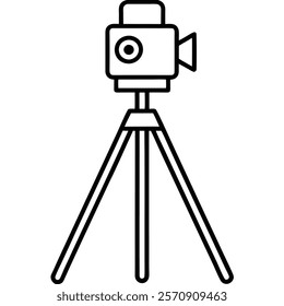 Tripod camera line art vector on white background