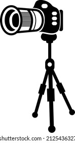 tripod with the camera, perspective icon, black.eps
