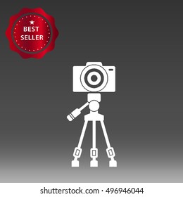 Tripod with Camera Vector Icon Illustration