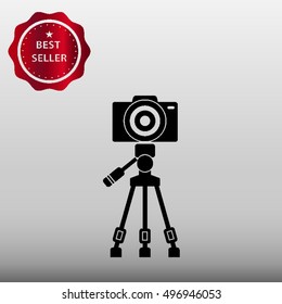 Tripod with Camera Vector Icon Illustration