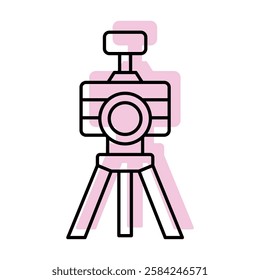 Tripod Cameracolor shadow line icon outline icon, pixel perfect
