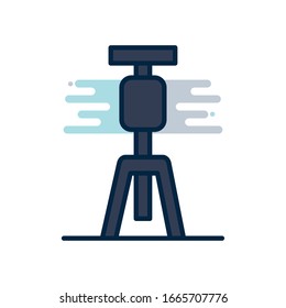 tripod device line fill block style icon design, photography technology equipment digital photo focus and electronic theme Vector illustration