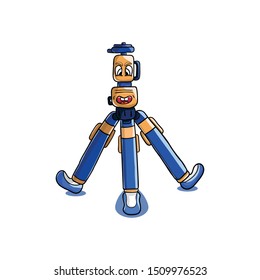 Tripod Doodle Face Cartoon Illustration