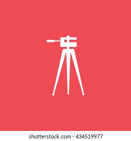 Tripod Flat Icon On Red Background