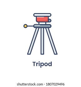 Icono trípode plano Ilustración vectorial aislada en blanco