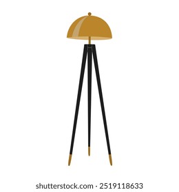 Tripod floor lamp. Stylish design element for cozy home interior. Hand drawn vector illustration isolated on white background. Modern flat cartoon style.