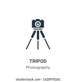 Tripod glyph icon vector on white background. Flat vector tripod icon symbol sign from modern photography collection for mobile concept and web apps design.