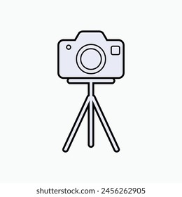 Tripod icon. Camera Holder, Stand Device. Portable three-legged Frame or Stand, used as a Platform to Support Devices. 