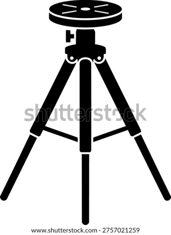 Tripod icon, camera support stand silhouette