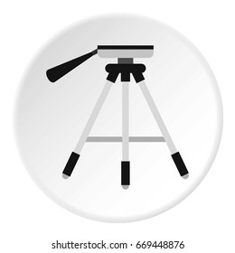 Tripod icon in flat circle isolated on white background vector illustration for web