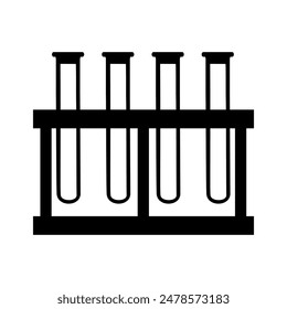 Icono de trípode con tubos de ensayo de laboratorio. Ilustración vectorial de tubos de ensayo de vidrio vacío