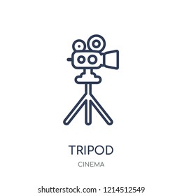 Tripod icon. Tripod linear symbol design from Cinema collection. Simple outline element vector illustration on white background.