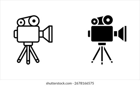Conjunto de iconos de trípode en estilo de línea. Perfecto para la presentación móvil del App del Sitio web, Ilustración vectorial en el fondo blanco