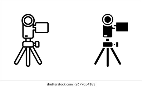 Tripod icon set in line style. Perfect for website mobile app presentation, vector illustration on white background