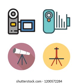 tripod icon set. vector set about telescope, camcorder and easel icons set.