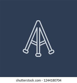 Tripod icon. Trendy flat vector line Tripod icon on dark blue background from Cinema collection. 