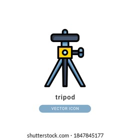 tripod icon vector illustration. tripod icon lineal color design.