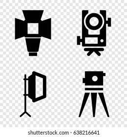 Tripod icons set. set of 4 tripod filled icons such as level equipment, theodolite