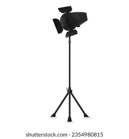 Tripod illuminator studio equipment. Professional photoshoot tools vector illustration