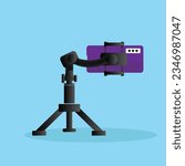 Tripod Illustration vector, Mobile and Camera Tripod Vector Illustration
