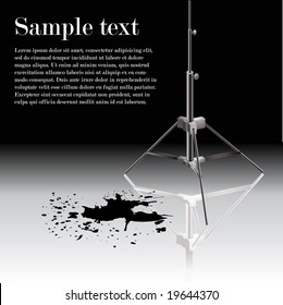 Tripod and ink on a shiny surface