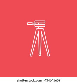 Tripod Line Icon On Red Background