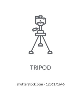 Tripod linear icon. Modern outline Tripod logo concept on white background from Cinema collection. Suitable for use on web apps, mobile apps and print media.