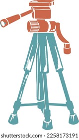 Tripod photo line drawing illustration