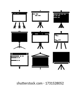 Stativ-Bildschirm Symbol oder Logo isolierte Zeichen Symbol Vektor-Illustration - Sammlung von hochwertigen schwarzen Stil Vektor-Symbole
