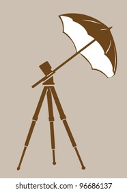 tripod silhouette on brown  background, vector illustration
