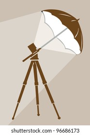 tripod silhouette on brown  background, vector illustration